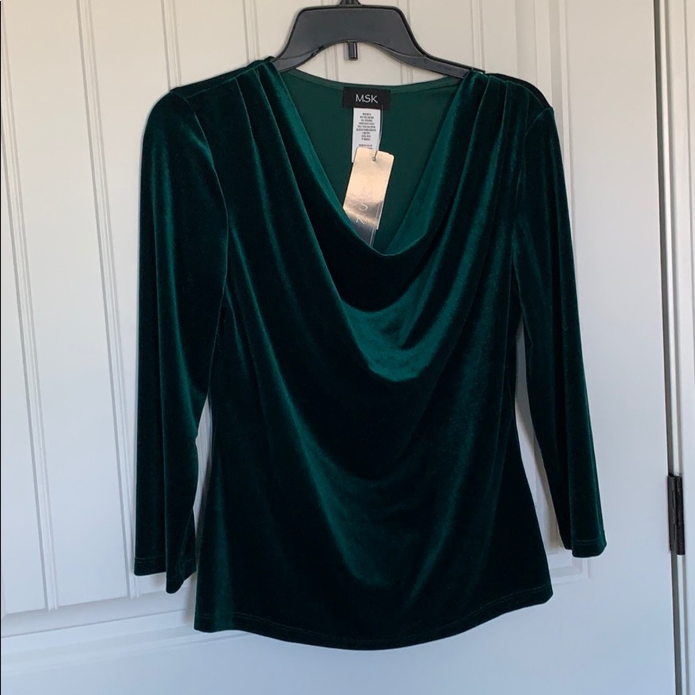 Green velvet blouse
